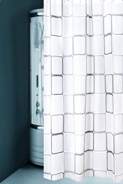 Generic Waterproof Square Printing Shower Curtain White 180x200cm