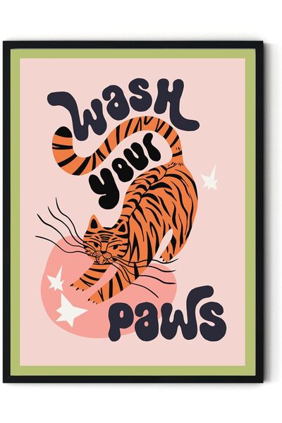 Today Idea ديكور حمام مضحك - ملصق "اغسل أقدامك" للنمر (12 × 16 بوصة، بدون إطار)