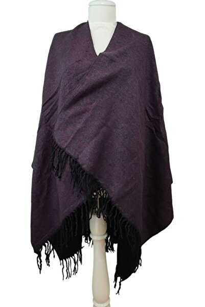 AXE SPORTSWEAR Soft Textured Tassel Detailed Shoulder Shawl Poncho