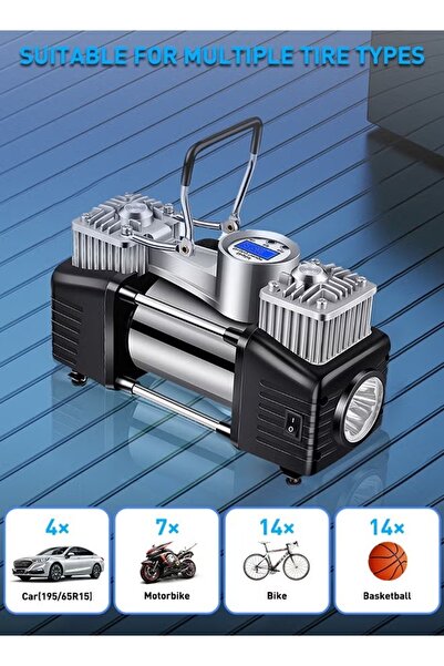 Primo Plus منفاخ إطارات رقمي لقياس الضغط - احترافي لسيارات الدفع الرباعي والشاحنات والطرق الوعرة