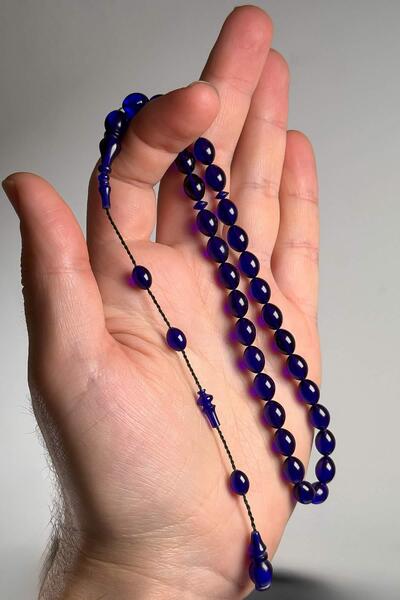 TESBİHKENTİ Midnight Blue Mahmut Başkale Series Fire Amber Prayer Beads