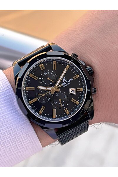 Daniel Klein Men's Wristwatch 30 Meters Water Resistant Steel Band + Bracelet Gift Vs.Blkt.0686