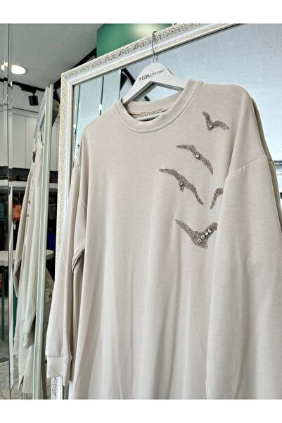 MRM MERAM BUTİK Shoulder Pad Tex Stone Tunic - Stone - 48