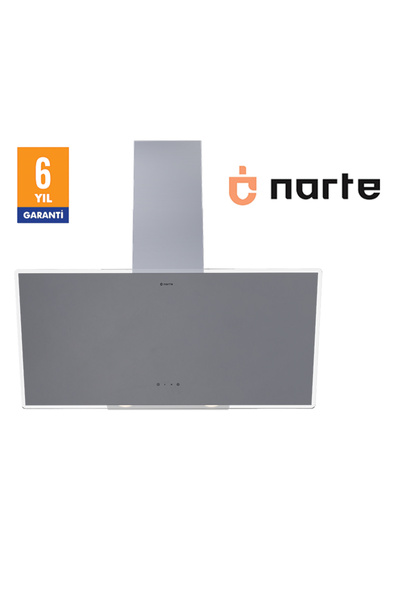 NARTE -H20190S 90CM GRİ CAM EĞİMLİ DAVLUMBAZ - 6 YIL GARANTİLİ