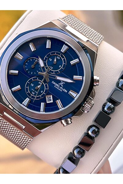 Daniel Klein Men's Wristwatch 30 Meters Water Resistant Steel Band + Bracelet Gift Vs.Blkt.0682