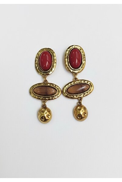 Vi store Çelik Bordo Kahve Lin küpe