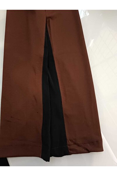 QUAWEAR Crew Neck Side Tie Parachute Fabric Layered Tunic and Side Gusseted Pants Knitted Fabric Set