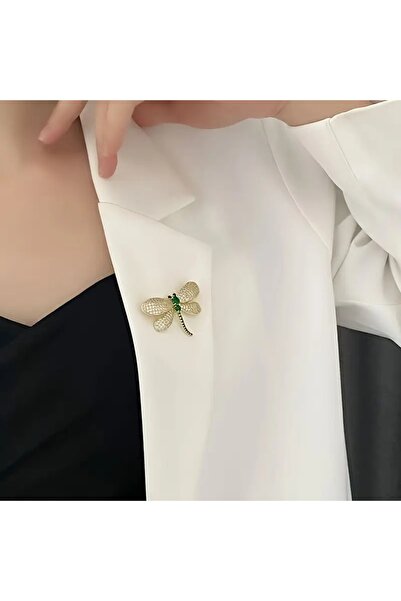 Cash Trade Parlak Taşlarla Süslenmiş Şık Yusufçuk Broş