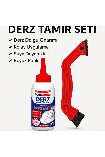 Vodaseal DEXPA Derz Tamir Dolgusu + Derz Temizleme Kazıyıcı Seti–Beyaz Pratik Uygulama,Hızlı Onarım