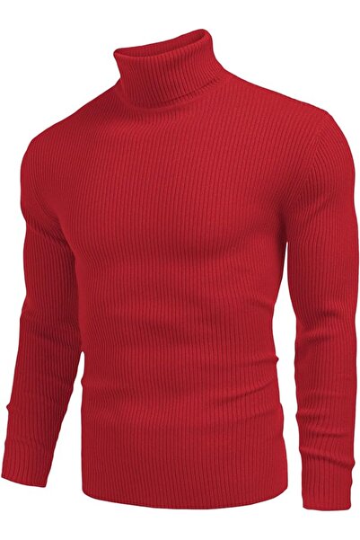 VASK Men's Corded Fabric Turtleneck Knitwear Sweater – Winter Slim Fit Turtleneck