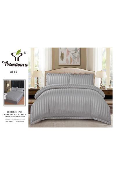 damasc Spring Double Bed Linen, 4 Pieces, Premium, with Fitted Sheet, 2 Persons, Plain