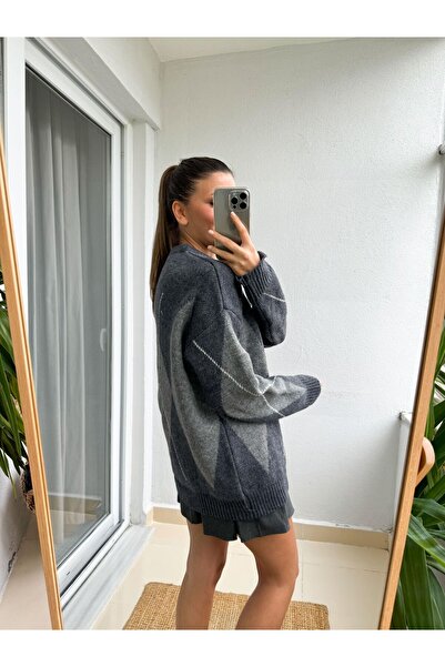 Rouge basıc Baklava Patterned Zero-Necklace Sweater