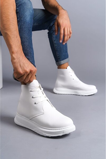 Mhoda Shoes SLW204 Franca Lace-up Leather Ανδρικά Αθλητικά Μποτάκια BT - Λευκό