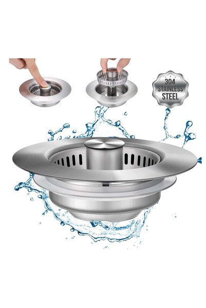 Generic Upgraded 3 in 1 Kitchen Sink Drain Strainer Stainless Steel Sink Stop...