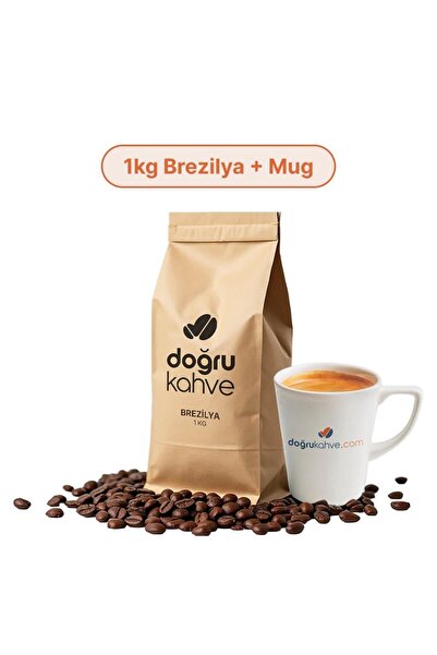 1 Kg Brezilya Filtre Kahve + Baskılı Porselen Mug 220 ml