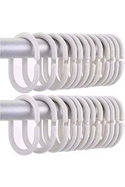Generic Shower Curtain Hooks C Shape Shower Curtain Rings for Bathroom Shower Rod Window Curtains Hanger (w
