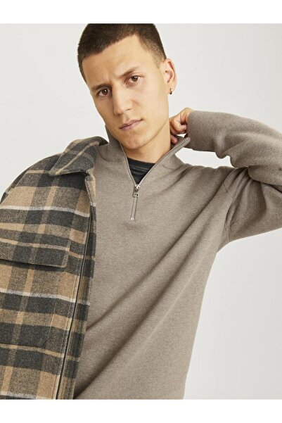 Jack & Jones Men's Sweater - Premium Jprccmılano, 100% Cotton, Relaxed Fit, Stand Collar Pullover 12259664