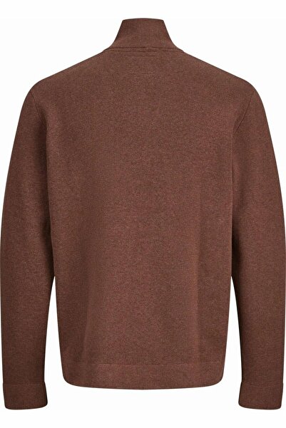Jack & Jones Men's Burgundy Jprblamilano Stitch Knit Half Zip Sweater & Cardigan 12259664-Cowhide