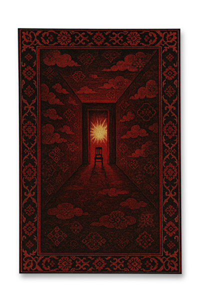 Rugs Modern Halı MOSSO Kırmızı Tonlar Soyut Güneş ve Kapı Desenli Dokuma Taba...