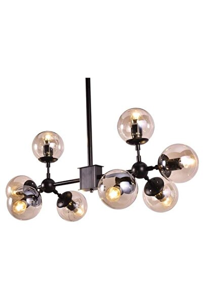 luminastar Molecular Sphere Chandelier with 8 Smoky Glass Globes, E27 Sockets, Black Body, 90 cm Diameter