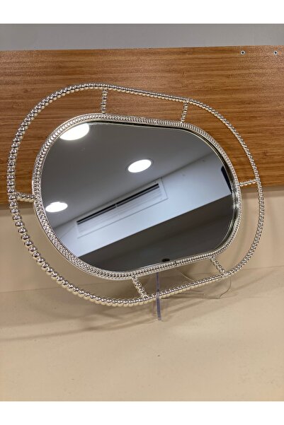 PLUS HOME Tray Cast Brass Oval Mirror Silver 37X25 cm