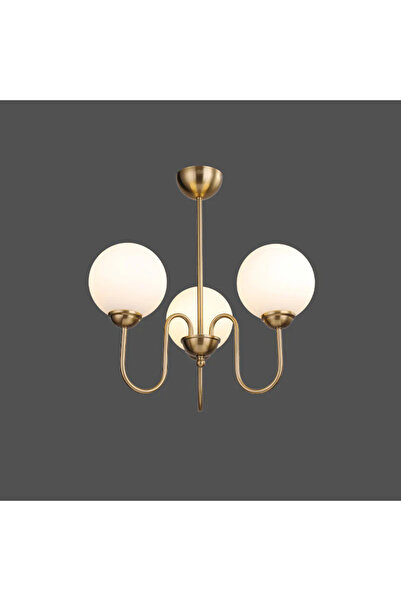 luminastar Vintage French-style chandelier, 3 white globes, E27 sockets, gold, Ø50 cm
