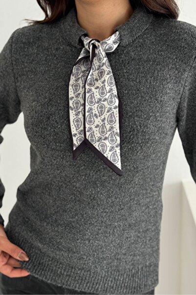 Noi Belis Ribbon Detailed Soft Textured Knitwear Sweater Aw25Kz0077