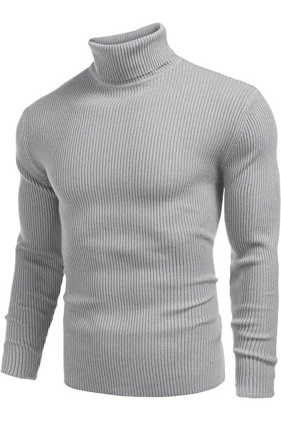 VASK Men's Corded Fabric Turtleneck Knitwear Sweater – Winter Slim Fit Turtleneck