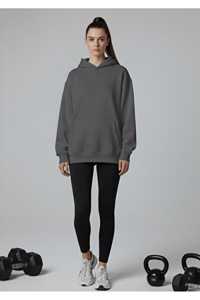 LORVEX طقم سويت شيرت نسائي أسود عالي الخصر يبرز انحناءات الجسم - قصة فضفاضة