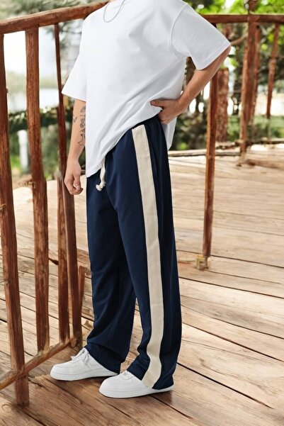 COCOPELLI Ανδρικό παντελόνι casual με ρίγες στο πλάι, κανονική εφαρμογή COC1498-9900