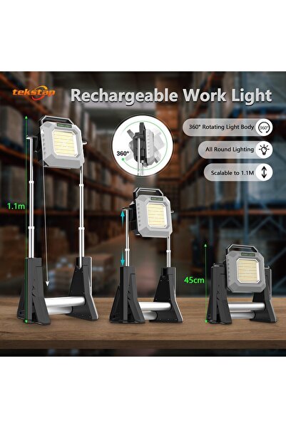 MR.SMART F.T.C Mr Smart LED Work Light with Stand, 15000mAh Battery, 160 LED, 3 Brightness Modes, USB Charging Port