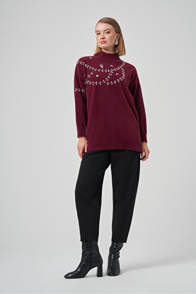 Nuss 7002 Stone Embroidered Angora Sweater Tunic