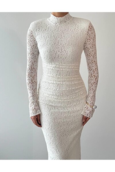 Julidress Mock Neck Lined Maxi Long Length Premium Lace Dress