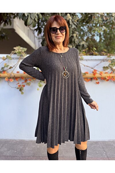 DenizEge Италианска рокля с яка, антрацит