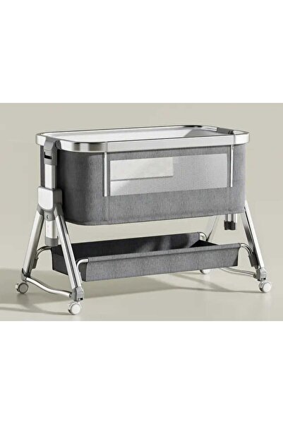 LULLS Next2Me Foldable Rocking Baby Cot with Adjustable Height, Reclining Position, Wheels, Bottom Storage Box and Mosquito Net