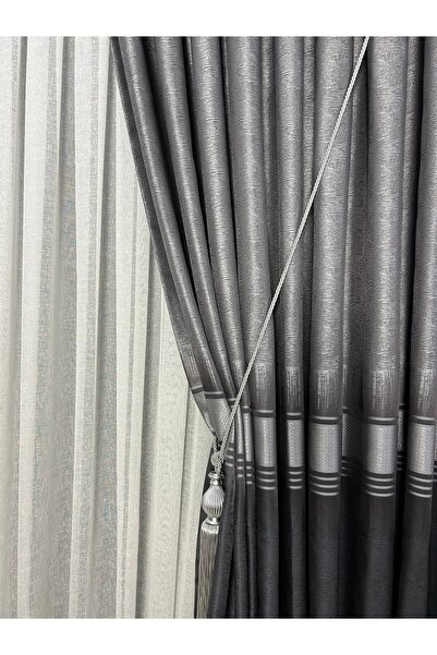 Nish Perde Pano Fon Perde Gülaylar Gri Tek Kanat Aksesuar Hariç