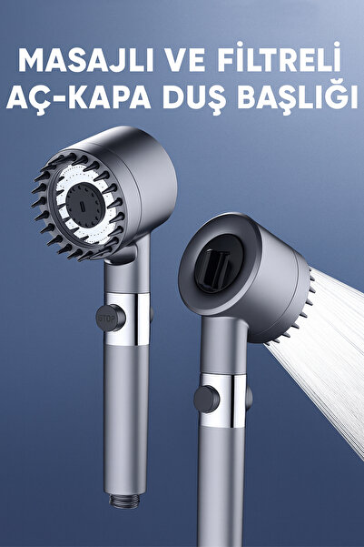 KUSTAR Masajlı 5 Fonksiyonlu Filtreli Duş Başlığı – Su Tasarrufu | Değiştirilebilir Filtre | Kireç Önleyici