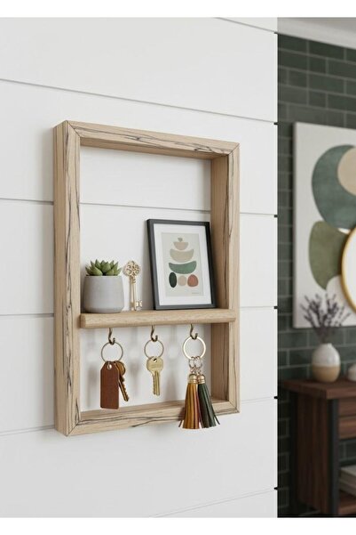 ENSDİZAYN Duvar Çerçevesi Anahtarlık Ahşap Kayın Ağacı Masif