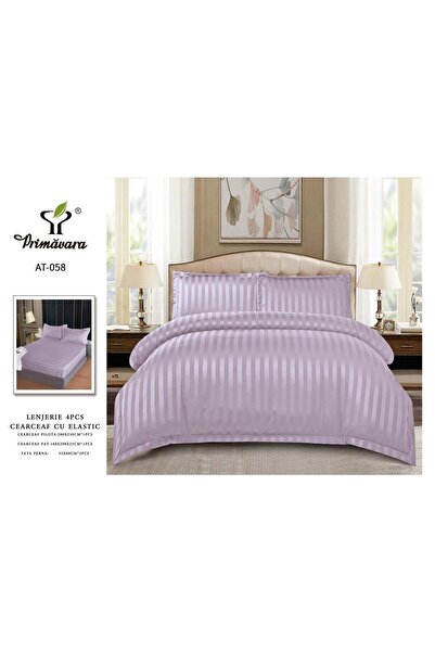 damasc Spring Double Bed Linen, 4 Pieces, Premium, with Fitted Sheet, 2 Persons, Plain