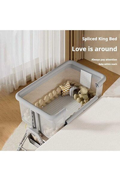 LULLS Next2Me Foldable Rocking Baby Cot with Adjustable Height, Reclining Position, Wheels, Bottom Storage Box and Mosquito Net