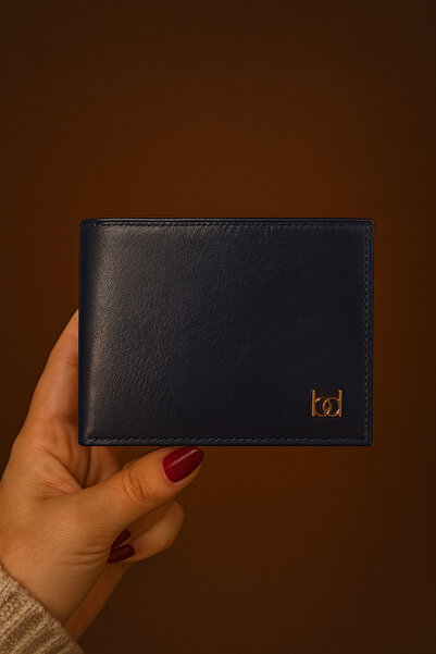 beda Portofel pentru bărbați din piele naturală de lux albastru marin garantat