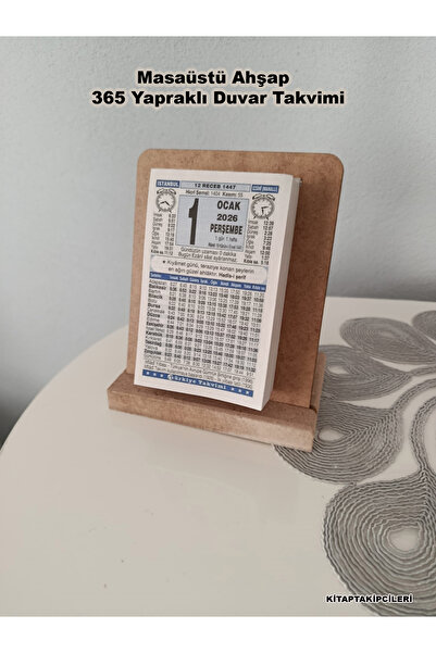 kitaptakipcileri Ahşap Masa Üstü 2026 Yılı TÜRKİYE TAKVİMİ Namaz Vakitli 365 Yapraklı 1 2 3 4 5 Bölge Seçenekli
