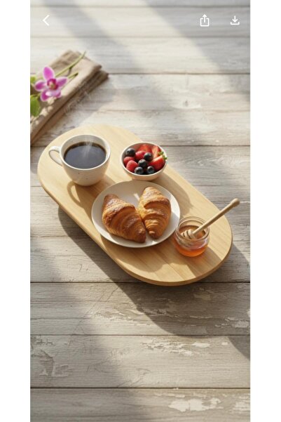 tms group mobilya ahşap bambu orta boy oval ayaklı sunumluk