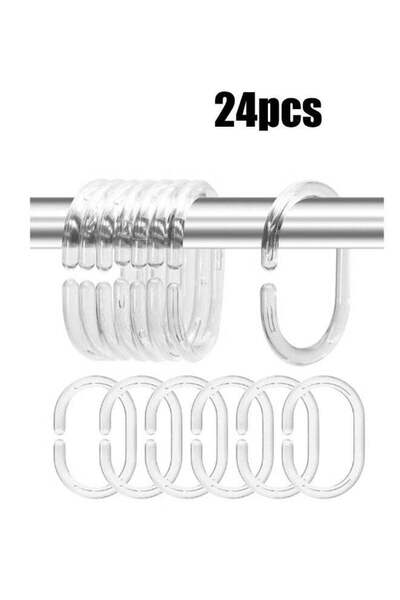 Generic 24 Pack Shower Curtain Ring Sliding Shower Curtain Ring Clamp Clear P...
