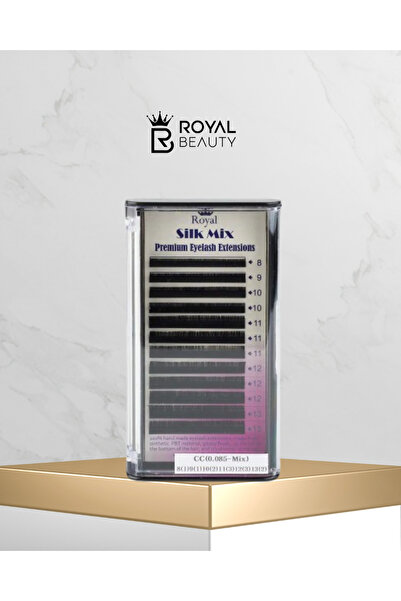 Royal Premium Silk Eyelash Extensions, CC Curl, 0.085 mm, Mixed Lengths, 12 Rows