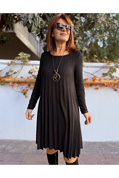 DenizEge Italian Corded Necklace Dress Black