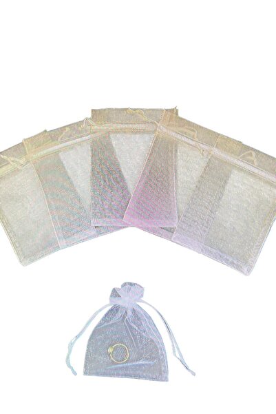 SEZAİDOGALTAS Beyaz Organze Şeffaf Tül Kese, 50 Adet Ölçü 9x12cm, Kına Çerez Kuruyemiş Altın Takı Söz Hediye Bohça