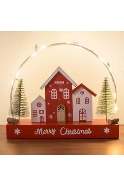 Jumbo Metal Christmas Table Decoration - Houses on Base with LED 20 x 17 cm
