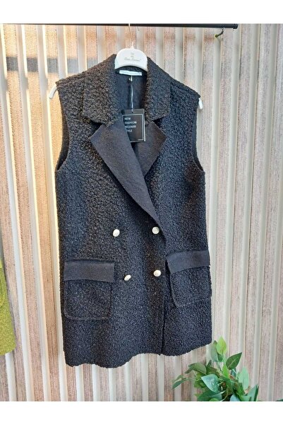 misselis KADIN BUKLET GOLD DÜĞME YELEK SİYAH