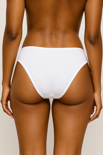 enmodaiçgiyim 5 Pieces White Cotton Basic Daily Women's Bikini Panties – Regular Waist, Non-Marking, Flexible and Comfortable